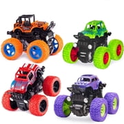 4PCS Monster Truck Toys - Friction Powered Toy Cars Push and Go Vehicles for Kids Best Christmas Birthday Party Gift for Boys Girls Aged 3 and Above