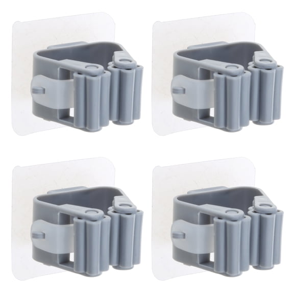 4PCS Mop Broom Holder Wall Mounted Broom Clip Mop Grippers Self-Adhesive No Drilling Mop Broom Racks Anti-Slip Hooks