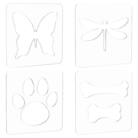 4PCS Motion Quilting Ruler and Templates Dog Paw Acrylic Quilting Templates Bones Dragonfly Butterfly Transparent Acrylic Template for Domestic Sewing Machine DIY Clear