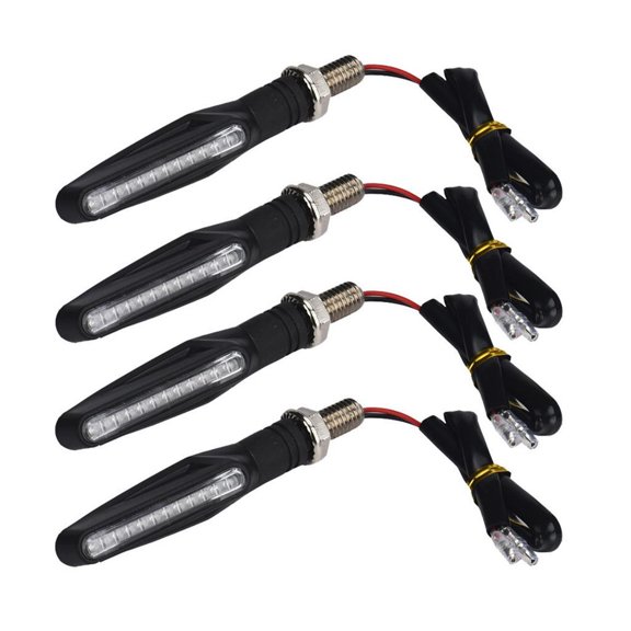4PCS Motorcycle LED Turn Signal Lights - 12LED Sequential Flowing Turn Signal Indicator Lights, Amber Universal 12V Flowing Turn Signals for Dirt Bike, ATV, Scooter, Motorcycle