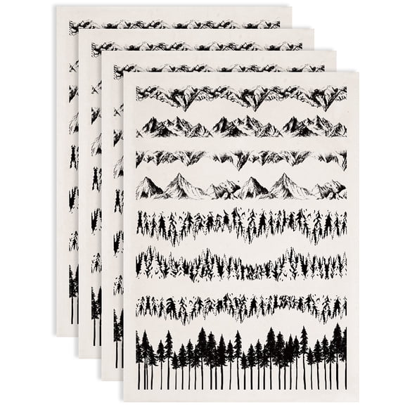 4PCS Mountain Range Underglaze Paper Transfer Trees Forest Transfer Papers