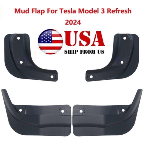 XUKEY Tesla Model 3 Refresh 2024 No-Drill Mud Flap 4 Pieces