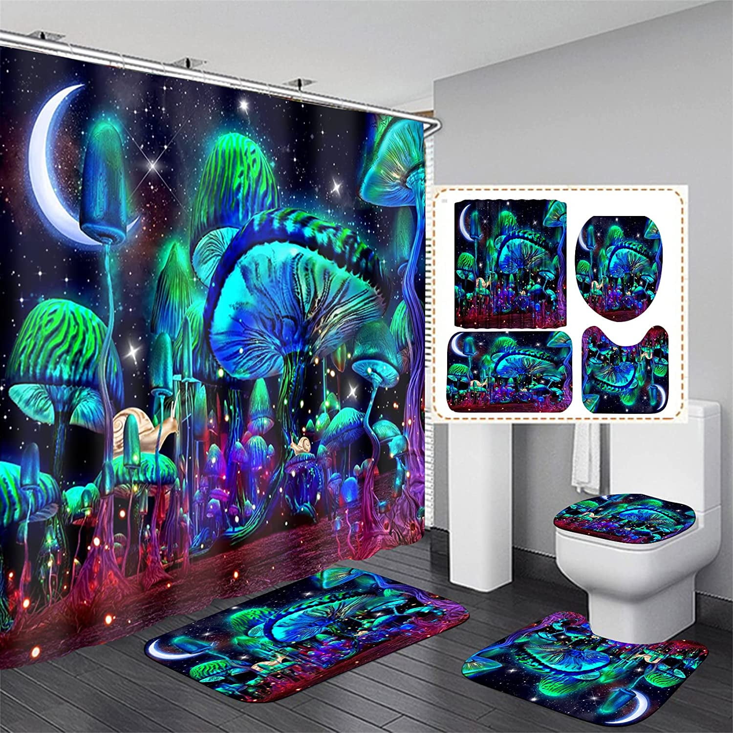 BBSET 4-Piece Mushroom Bathroom Linen & Accessory Set