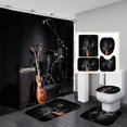 thumbnail image 1 of 4PCS Music Shower Curtain Set, Guitar Drum Kit Musical Instrument Music Band Modern Cool Teenage Boys Men Bathroom Decor, Waterproof Fabric Black Shower Curtain, Non-Slip Bath Mat Toilet Rug, 1 of 7
