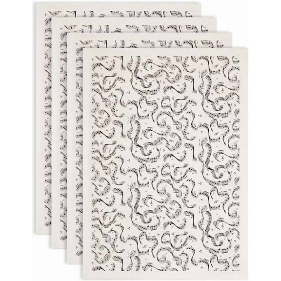 4PCS Musical Notes Underglaze Transfers for Pottery Music Clay Transfer Paper Ceramic Decals Transfer Stickers for Pottery DIY Handicraft Supplies Waterslide Decal 20.5x14.6in Black