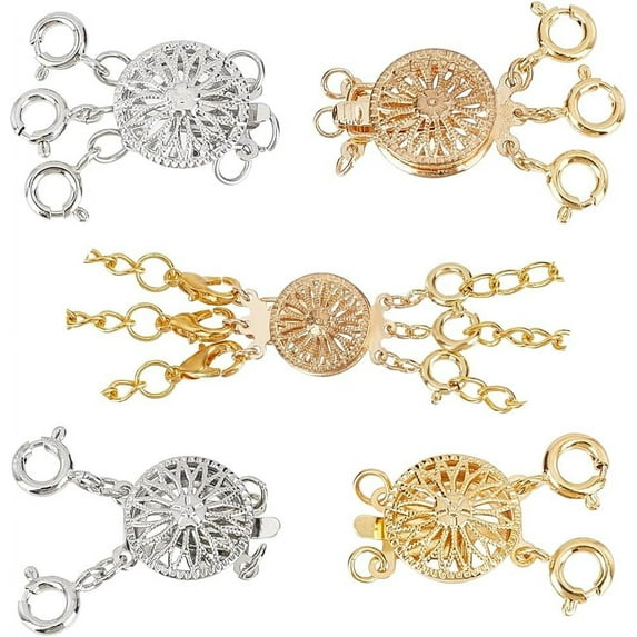 4PCS Necklace Layering Clasps Separator Buckle Necklace Necklace for Women Free Safety Jewelry Locking Clasp Converter Chain Extender Mixed Color