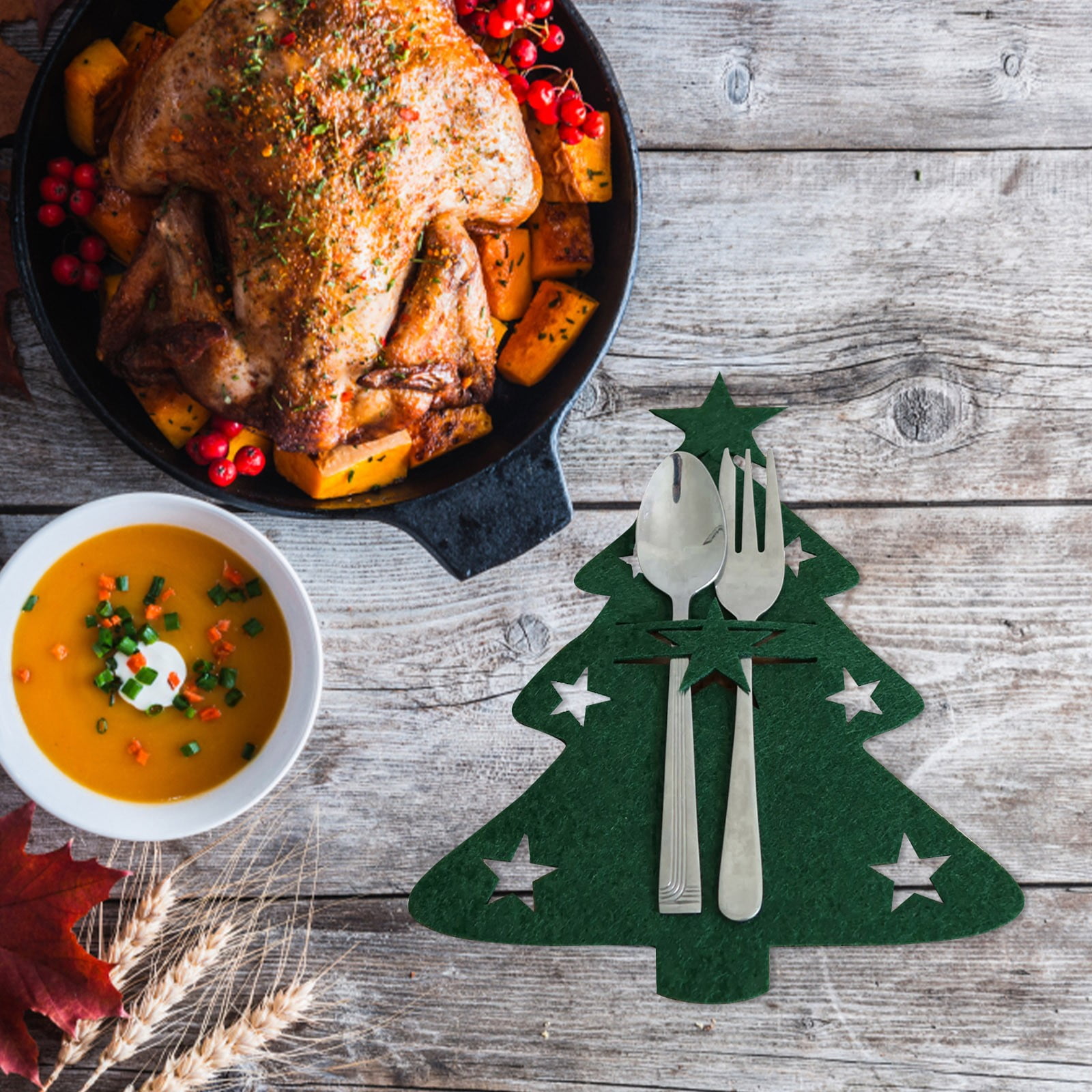 4PCS New Christmas Tree Cutlery Knife And Fork Cover Table Decoration