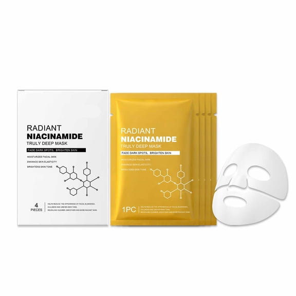 4PCS Niacinamide Truly Deep Mask, Fade Dark Spots, Brighten Skin, Moisturizes Facial Skin, Enhances Skin Elasticity, Reduce The Appearance Of Facial Blemishes, Dullness And Uneven Skin Tone