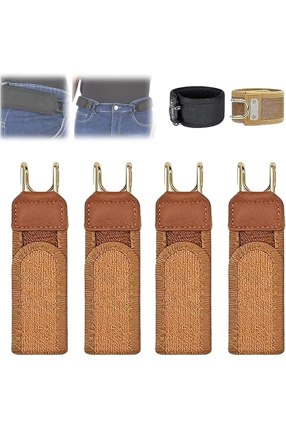 4PCS No Buckle Belts for Men, Buckleless Elastic Waist Belt with Metal Hook, Invisible Loop Belt for Work, EDC & Valentine’s Day Father Gift