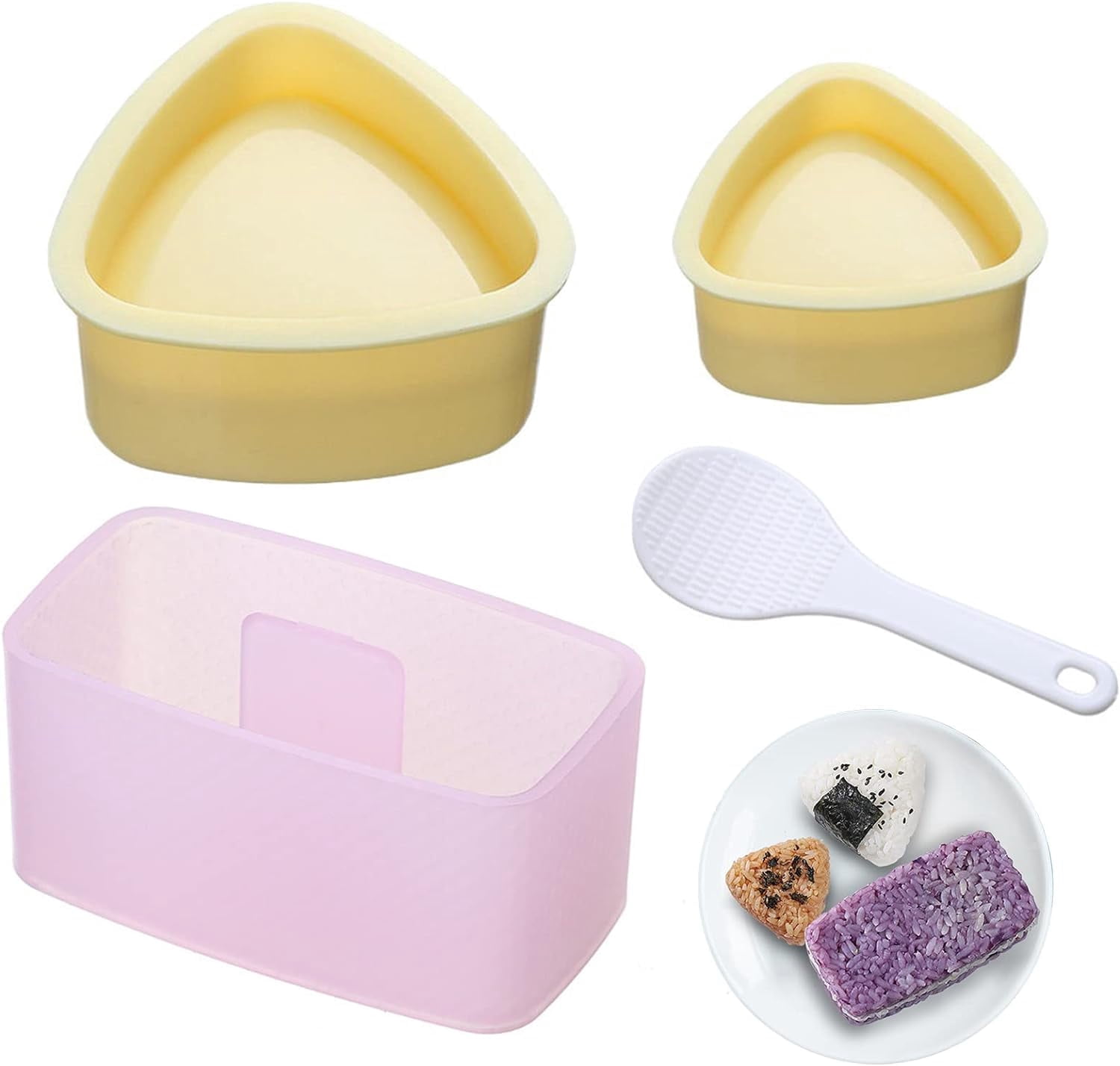 Making Rice Musubi With Formed Containers 4PCS Non Stick Musubi Maker Kit, LIOUCBD Triangle Onigiri Mold, Sushi ...