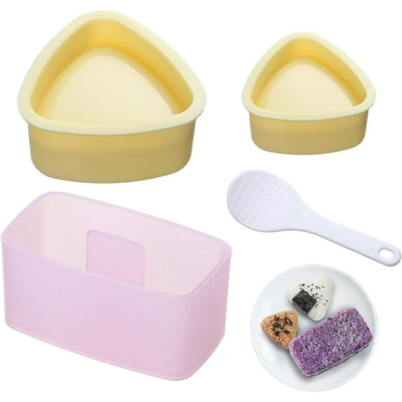 4PCS Non Stick Musubi Maker Kit, LIOUCBD Triangle Onigiri Mold, Sushi Mold Making Kit with Small Rice Paddle, Spam Musubi Maker Press Rice Ball Mould Makers for Kids Lunch Bento Home DIY Kitchen