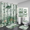 4PCS Ocean Nautical Shower Curtain Sets with Rugs, Waterproof Fabric