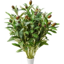4PCS Olive Branches Artificial Plants Greenery Stems Olive Leaves Fake Fruits Silk Plants,35in