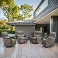 thumbnail image 1 of 4PCS Outdoor Rattan Swivel Rocking Chairs Patio Wicker Rocker Gliders with 6" Thick Cushions, Gray, 1 of 10