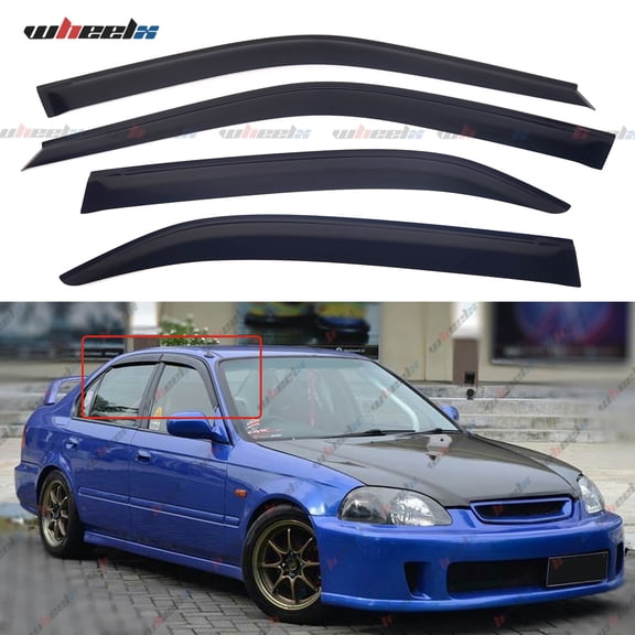 4PCS Outside Mount Window Visors Rain Guards, Sun Shields Side Wind Deflectors Compatible with 1996-2000 Honda Civic Sedan, Automotive Exterior Accessories