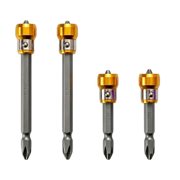 4PCS PH2 Magnetic Screw-Holding Bit Set, Magnetic Positioning Screwdriver Bits PH2 Bits, 1/4 Inch Hex Shank Bits, Anti-Slip, for Hand & Power Screwdrivers, DIY Household Repairs