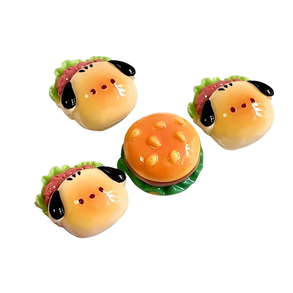 4PCS/Pack Decorative Resin Keycap Stickers Lovely Canine Hamburger Theme For Keyboards Customization