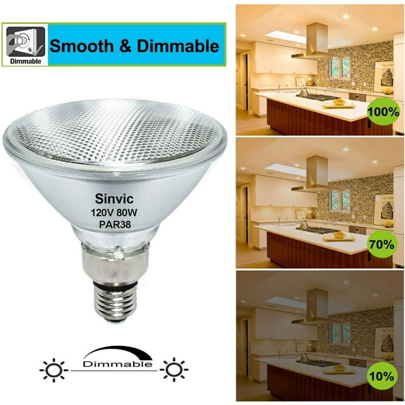4PCS Par38 Halogen 80W 120V Dimmable, Long Lifespan E26 Par38 Light Bulb with 2800K Warm White for Indoor/Outdoor