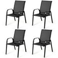 thumbnail image 1 of Costway 4PCS Patio Chairs Outdoor Dining Chair sturdy Garden Deck Yard W/Armrest Black, 1 of 12