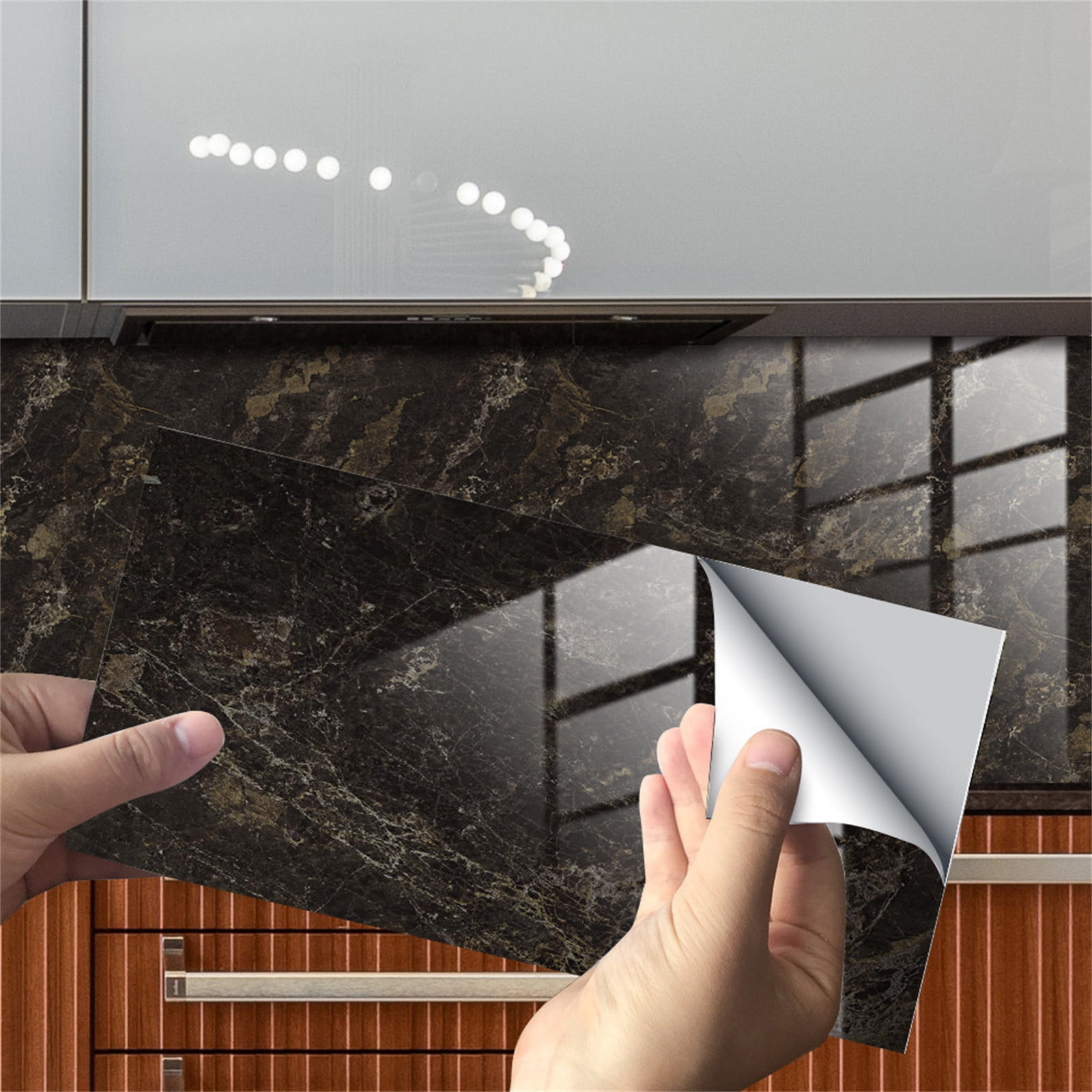 4PCS Peel And Stick Rock M Arble Pattern Crystal Film Tile Stickers