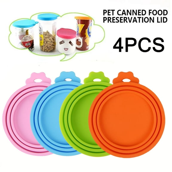 4PCS Pet Can Covers, Dog and Cat Food Can Lids, Universal BPA Free Silicone Pet Food Can Lids, Fits Most Standard Size Dog and Cat Can Lids pet food storage cats