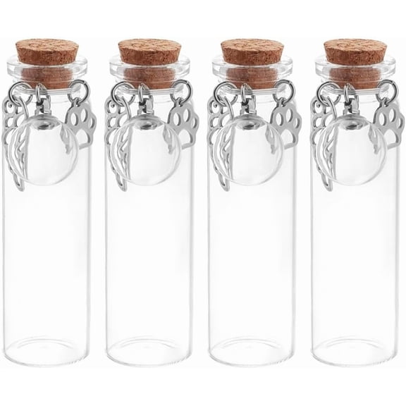 4PCS Pet Hair Fur Memorial Bottle with Glass Urn Pendant Dog Cat Memory Keepsake Glass Bottle with Claw Wing Shaped Pendants Pet Remembrance Sympathy Gift Vial for Pets Ashes Fur Hair Clear