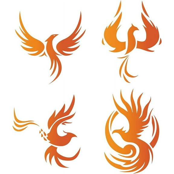 4PCS Phoenix Window Decals Static Glass Sliding Door Sticker Clings Vinyl Alert Film Bedroom Bathroom Decals