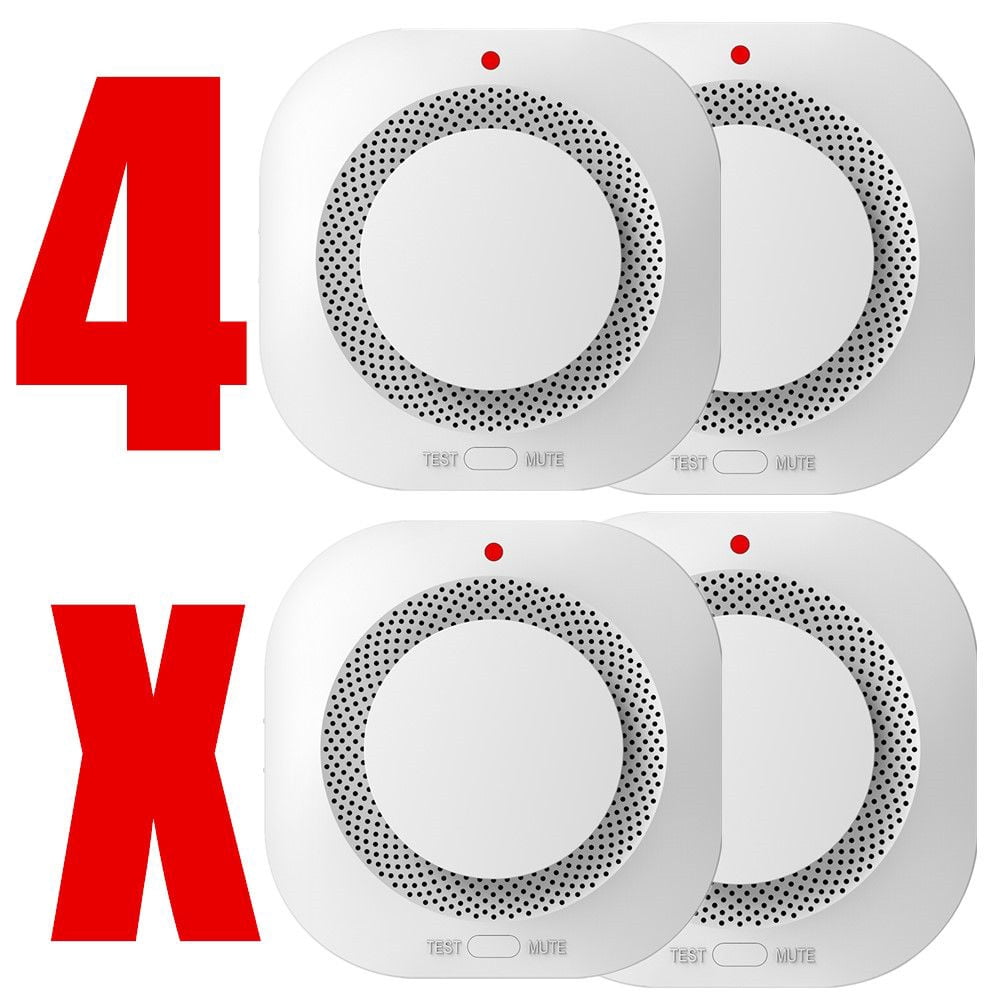 4PCS Photoelectric Wireless Smoke Detector Fire Alarm Detector Smart Smoke Alarm