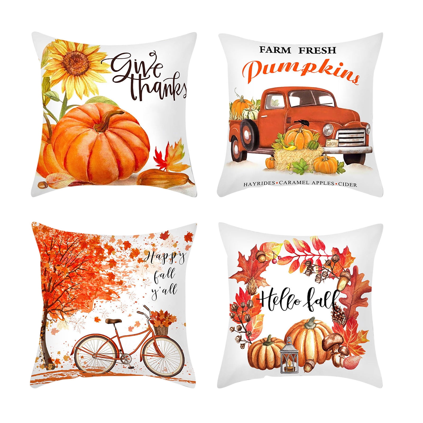 4PCS Pillow Pattern Sofa Car Throw Cushion Cover Home Decorations Silk