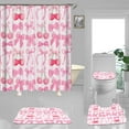 thumbnail image 1 of 4PCS Pink Bow Shower Curtain Sets With Rugs, Preppy Shower Curtain, Waterproof Fabric White Shower Curtain Checkered Coquette Princess Cute Coquette Bowknot Aesthetic Teen Girls Bathroom Decor, 1 of 7