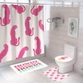 thumbnail image 1 of 4PCS Pink Leopard Shower Curtain Sets with Rugs, Waterproof Fabric Beige Shower Curtain, Trendy Cheetah Howdy Smile Face Lightning Girly Cute Preppy Aesthetic Modern Teen Girls Bathroom Decor, 1 of 7