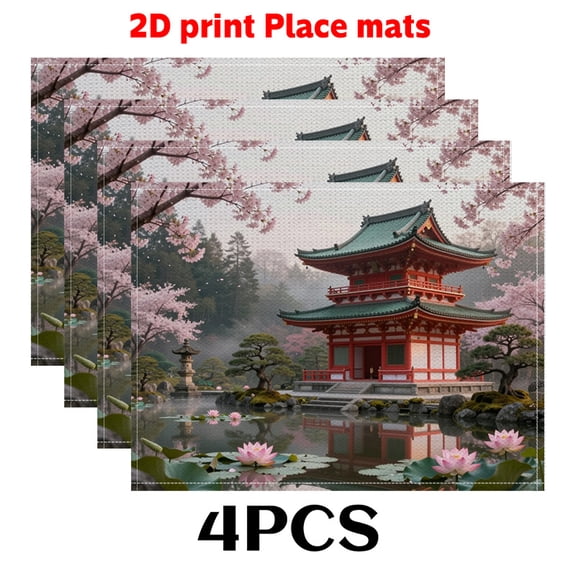 4PCS Placemats Featuring a Spring Theme.fashion print pattern table mat, for dining table, kitchen, party, indoor, holiday, dinner parties and home decor (table mats) 12x18 Inch
