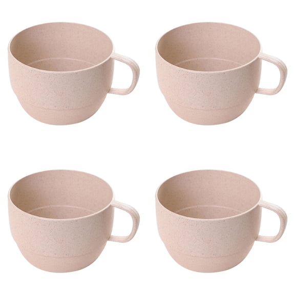 4PCS Cup Mug,Wheat Straw Mugs, Unbreakable Coffee Mug with Handles Reusable Mug for Water, Coffee, Milk, Juice, Tea