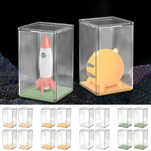 4PCS Plastic Display Case, Transparent Toy Figurine Storage Box, Multipurpose Stackable Storage Organizer for Collectibles, Figures, Cosmetic