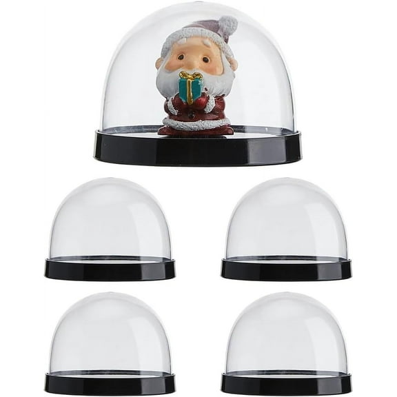 4PCS Plastic Dome Cloche Display Case 2.28x3.07" Plastic Cloche Bell Jar Display Dome with Black Base Round Plastic Dome Cover for Flower Collectables Decorations Crafts Statue