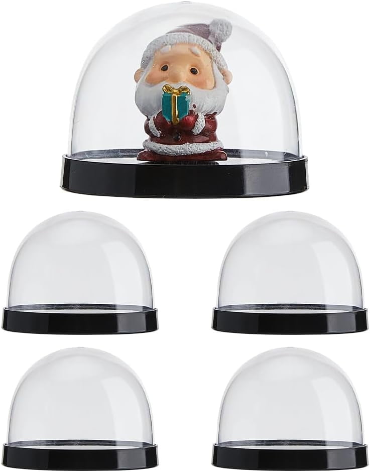 6 Piece Plastic Dome Cloche Set With Wood Bases - Display Domes For Collectibles & Decor 4 thumbnail image