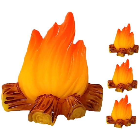 4PCS Plastic Miniature Campfire Decoration - Fake Bonfire Model Fire Figurine Pretend Fire Micro Scenes DIY Handicraft Pretend Toy