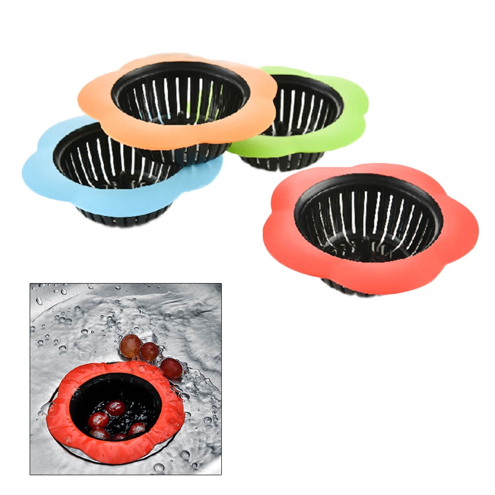 4PCS Plastic Sink Strainer Kitchen Flower Antiblocking Filter Basket