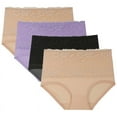 thumbnail image 1 of 4PCS Plus Size Panties for Women Lace Hollow Lightweight Womens Underwear High Waisted Breathable Briefs Seamless Full Coverage Summer Panties, 1 of 8