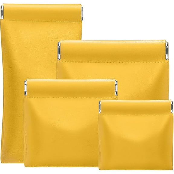 4PCS Pocket Cosmetic Bags, 4 Size Snap Closure Organizer Pouch, Portable No Zipper Self-closing Travel Jewelry Pouch, Coin Purse Glasses Case