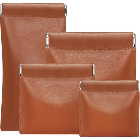 4PCS Pocket Cosmetic Bags, 4 Size Snap Closure Organizer Pouch, Portable No Zipper Self-closing Travel Jewelry Pouch, Coin Purse Glasses Case