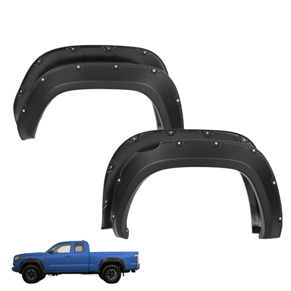 4PCS Pocket Rivet Style Wheel Arch Fender Flares, Compatible with 2016-2022 Toyota Tacoma, Direct OEM Bolt-on Installation, Black