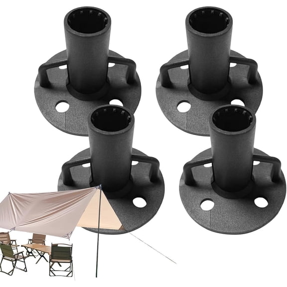 4PCS Post Flange Base, Round Rod Holder Brackets, 4 Hole Support for Posts Poles Garden Workshop