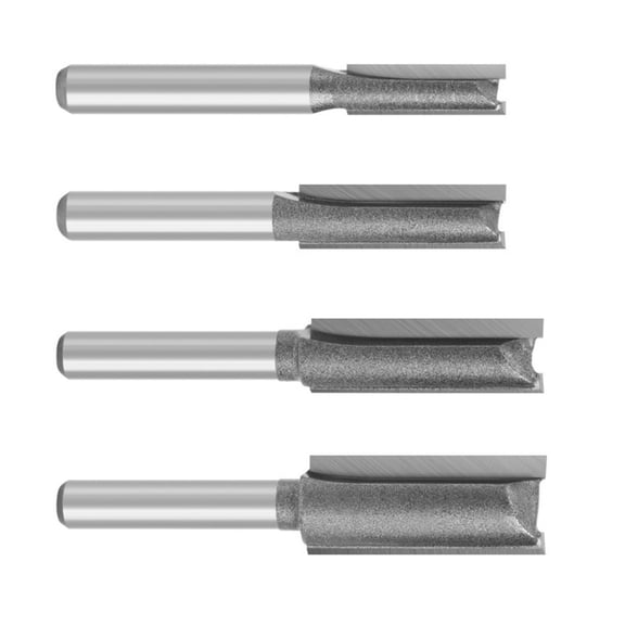 4PCS Precise Ground Router Cutter 1/4Inch Shank Double Flutes Straight Cut Router Bit For Smooth Grooving Tool