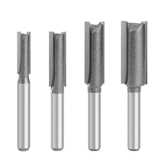 4PCS Precise Ground Router Cutter 1/4Inch Shank Double Flutes Straight Cut Router Bit For Smooth Wood Grooving Tool