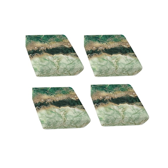 4PCS Printed Outdoor Patio Seat Cushion Cover, Waterproof Stretch Wicker Sofa Cushion Slipcover, Floral Geometric Pattern Furniture Cushion Protector for Garden Rattan Chair 27.56x25.2 Inch