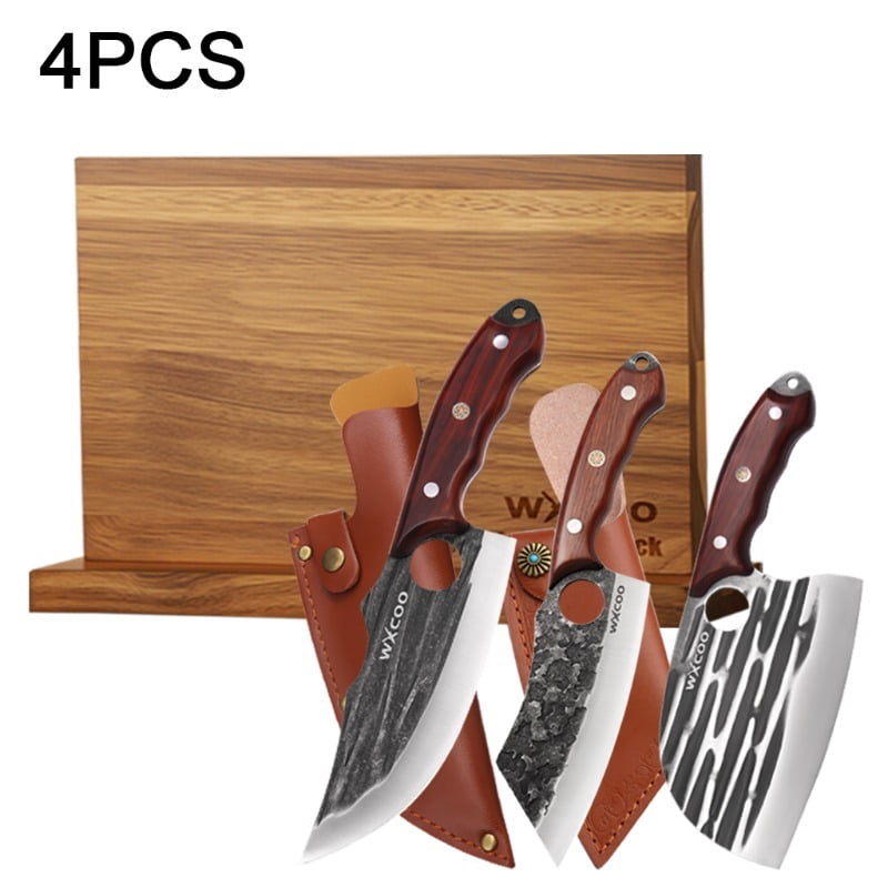 4PCS Professional Stainless Steel Multipurpose Knife Boning Knife Knife Stand Utility Knife Sharp Knife Chef Knife Cooking Knife Kitchen Items Fish Knife Pizza Small Knives Cutting Knife Fruit Knife