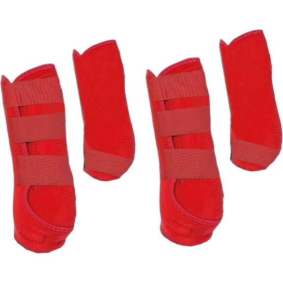 4PCS Protective Horse Boots: Horse Leg Wraps Front Hind Legs Guard Reusable Tendon Protector Leg Wraps Leg Protection for Training Equestrian Equipment (Red)