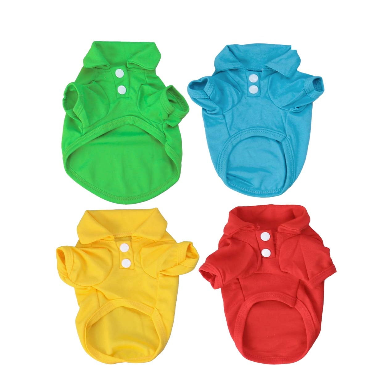 4PCS Pure Color Pet Dog T Shirt Summer Pets Dogs Clothing Short Sleeve