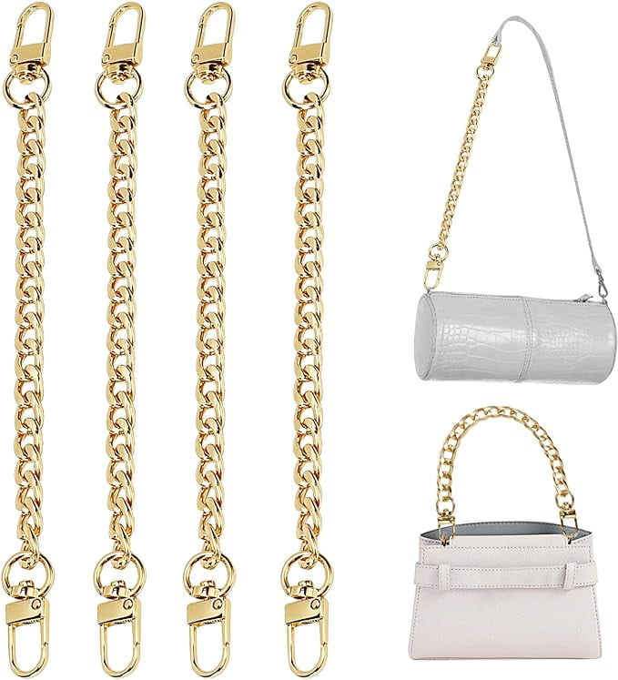 4PCS Purse Chain Strap, Flat Handbag Replacement Strap with Metal